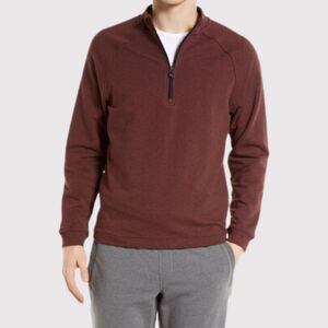 Public Rec Mens Sweater Red Weekend Half Zip Pullover Pima Cotton Stretch Large